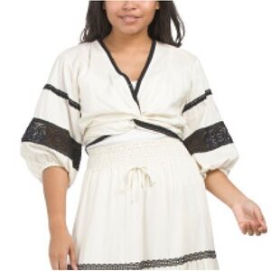 TWIST FRONT LINEN BLEND CROP TOP 4OUR DREAMERS